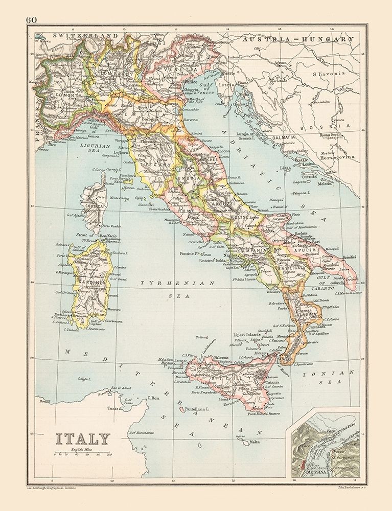 Italy - Bartholomew 1892 art print by Bartholomew for $57.95 CAD