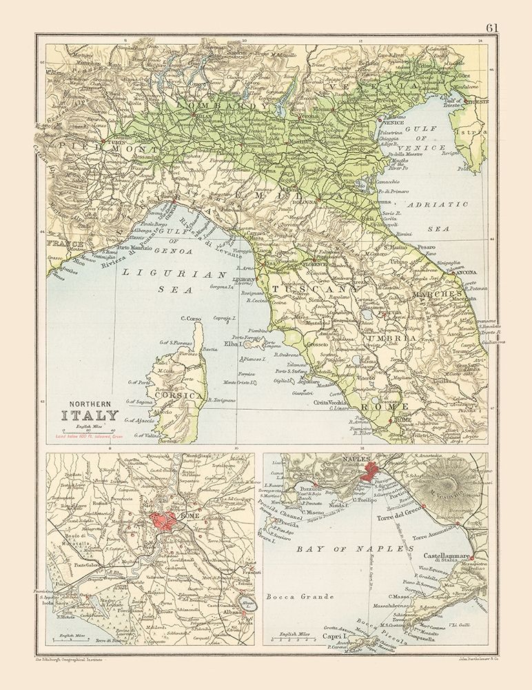 Northern Italy - Bartholomew 1892 art print by Bartholomew for $57.95 CAD