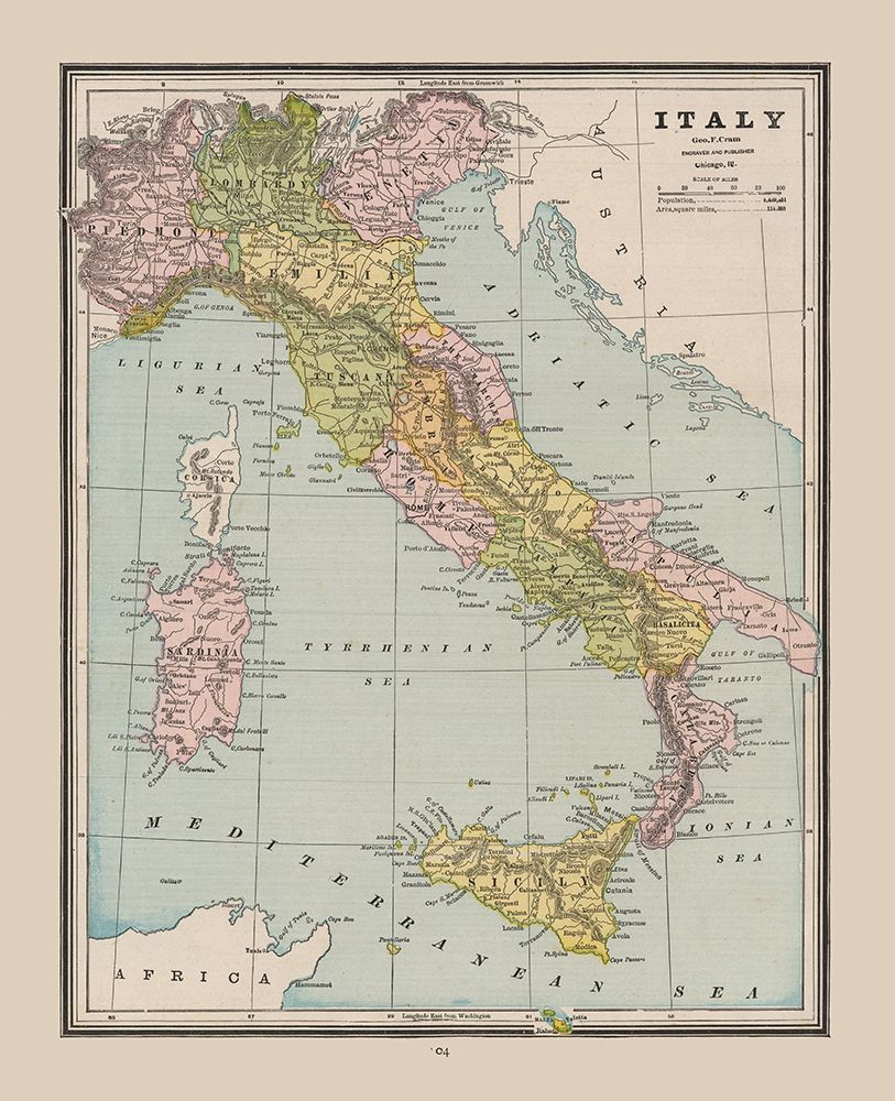 Italy - Cram 1888 art print by Cram for $57.95 CAD