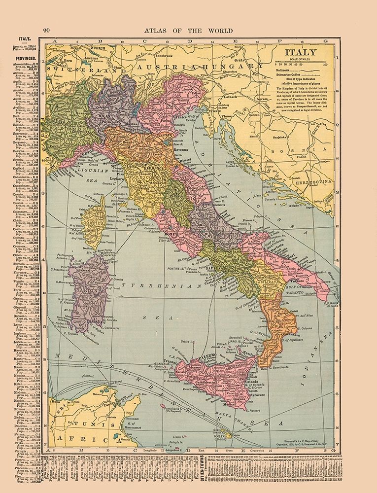 Italy - Hammond 1910 art print by Hammond for $57.95 CAD