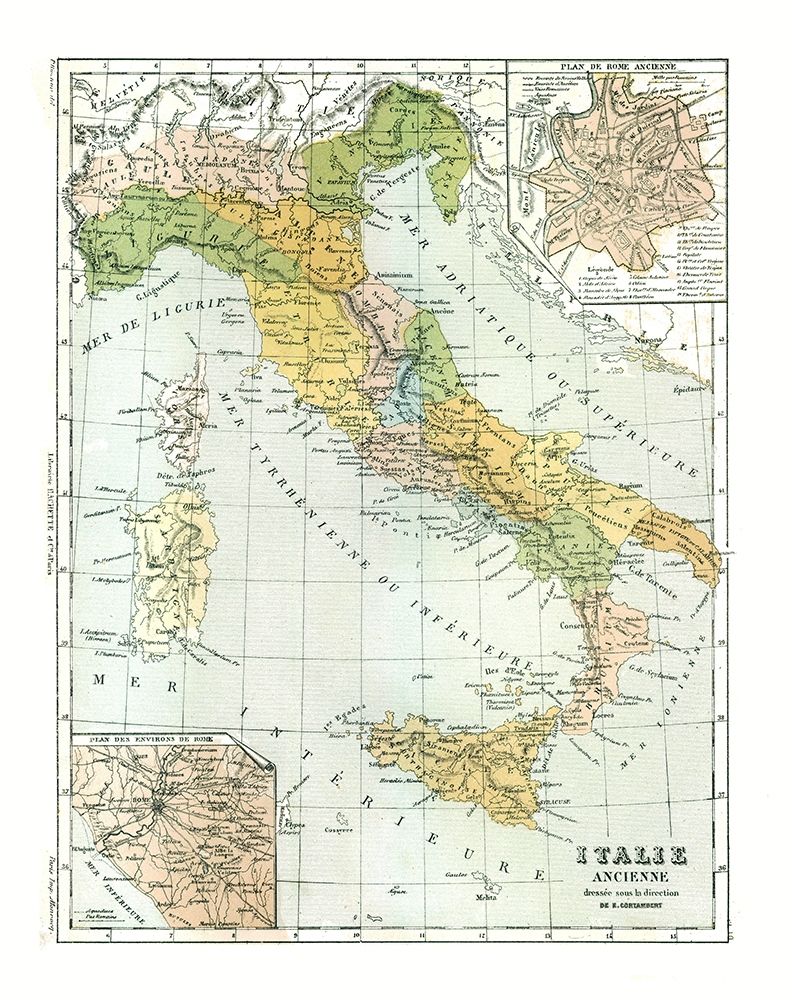 Ancient Italy - Cortambert 1880 art print by Cortambert for $57.95 CAD