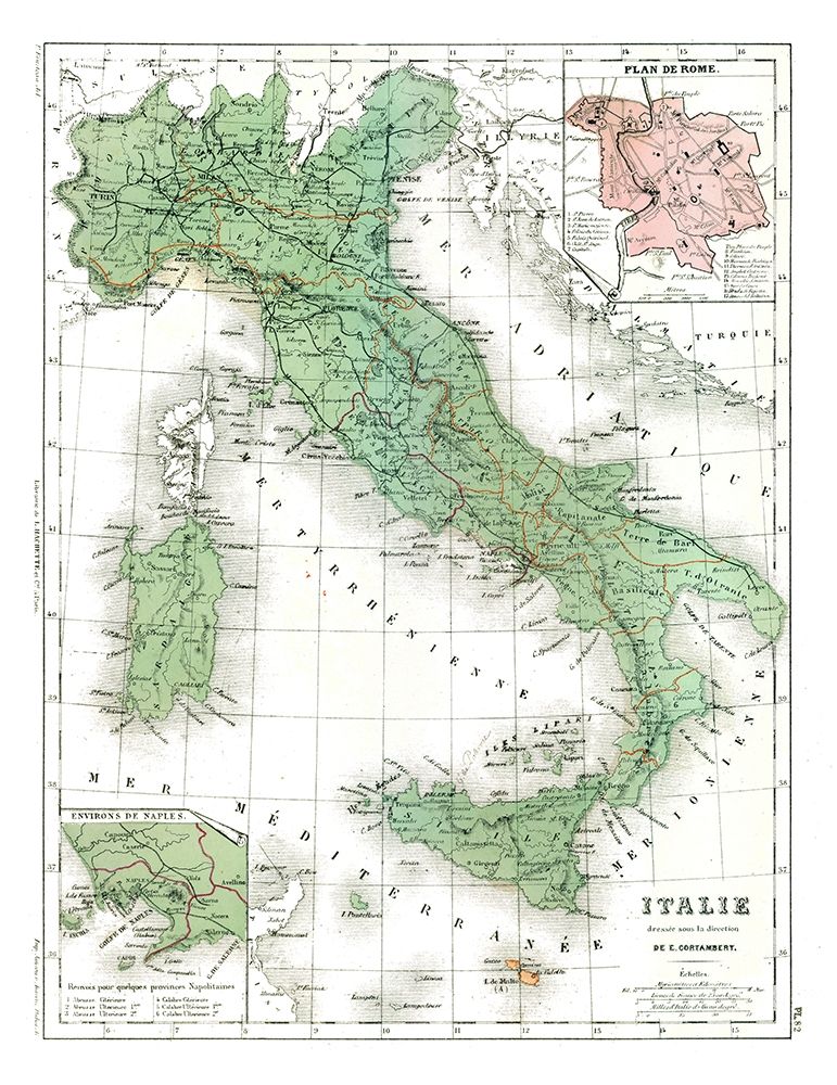 Italy - Cortambert 1880 art print by Cortambert for $57.95 CAD