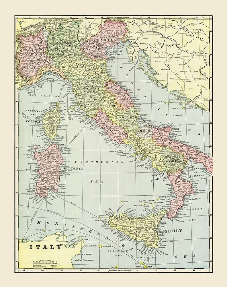 Italy - Cram 1892 art print by Cram for $57.95 CAD