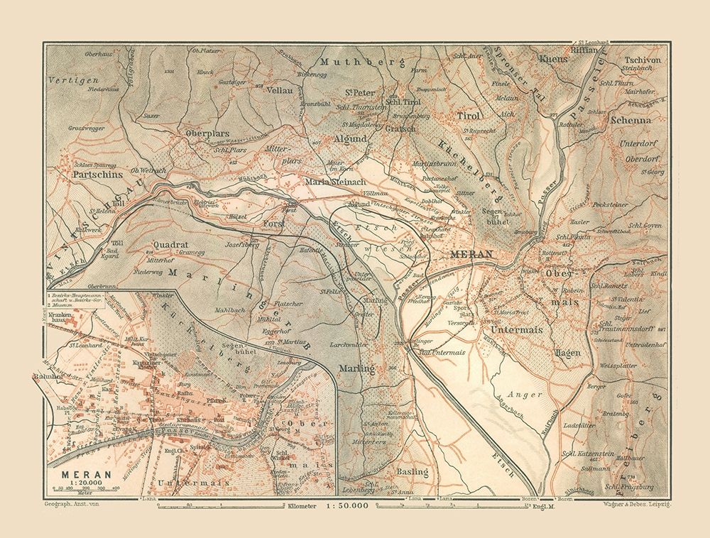 Meran Region Italy - Baedeker 1910 art print by Baedeker for $57.95 CAD