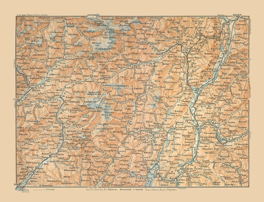 Presanella Region Italy - Baedeker 1910 art print by Baedeker for $57.95 CAD
