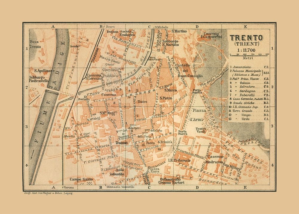 Trento Italy - Baedeker 1910 art print by Baedeker for $57.95 CAD