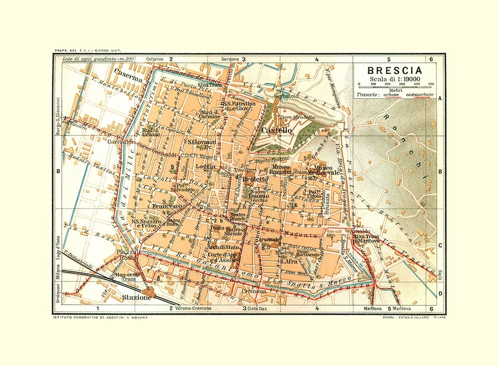 Brescia Italy - Bertarelli 1914 art print by Bertarelli for $57.95 CAD