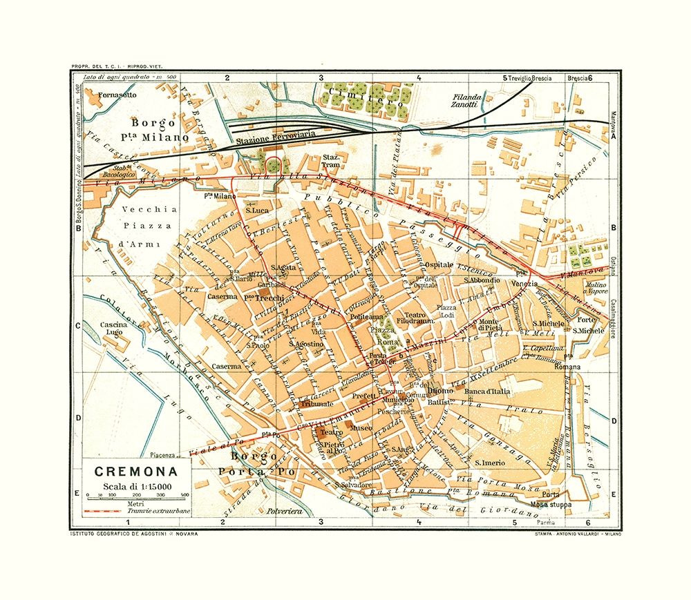 Cremona Italy - Bertarelli 1914 art print by Bertarelli for $57.95 CAD