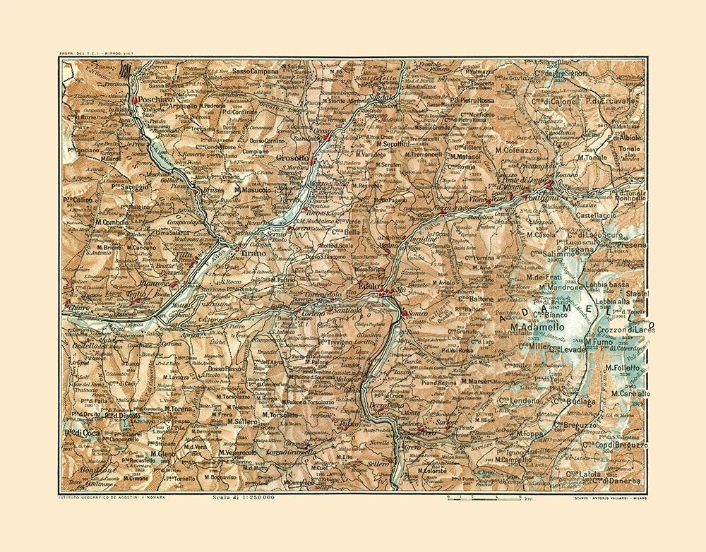 Edolo Region Italy - Bertarelli 1914 art print by Bertarelli for $57.95 CAD