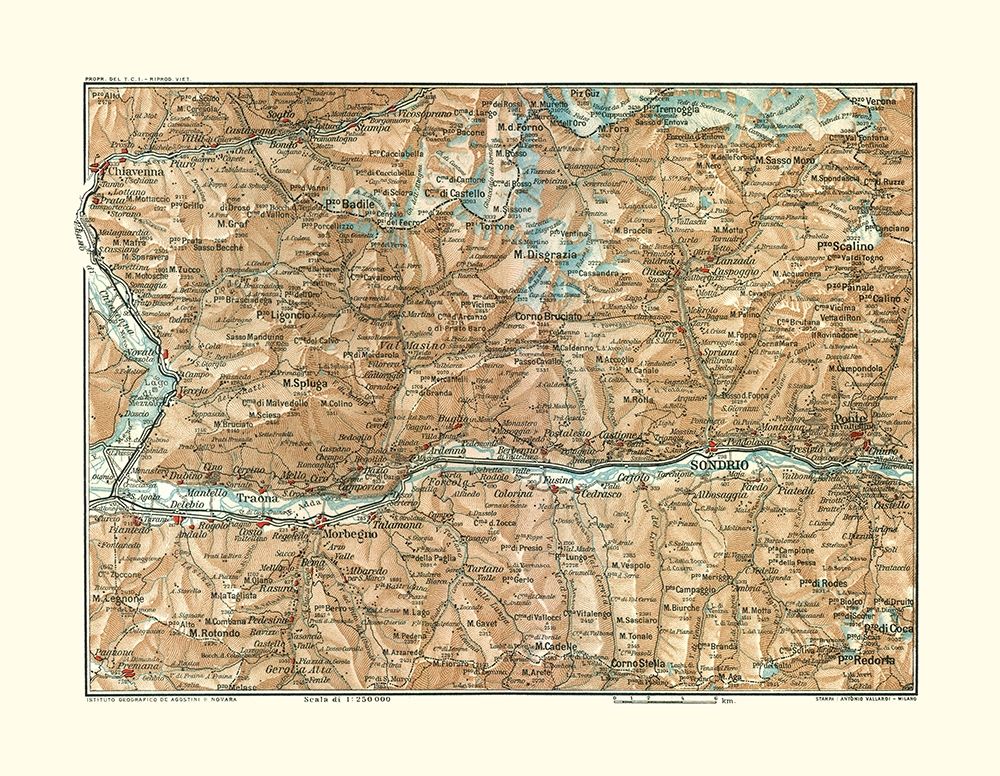 Sondrio Region Italy - Bertarelli 1914 art print by Bertarelli for $57.95 CAD