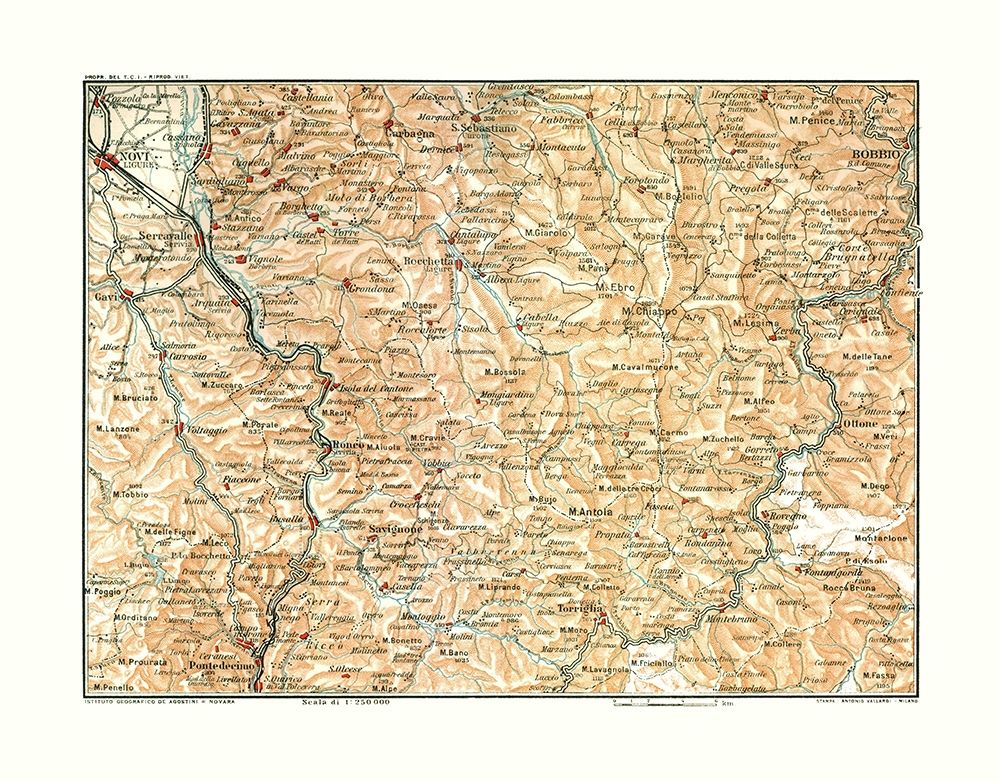 Northwest Italy - Bertarelli 1914 art print by Bertarelli for $57.95 CAD