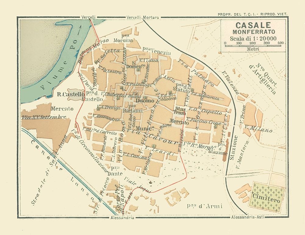 Casale Italy - Bertarelli 1914 art print by Bertarelli for $57.95 CAD