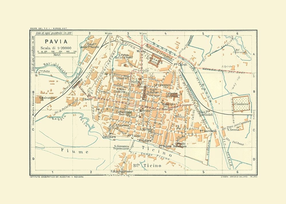 Pavia Italy - Bertarelli 1914 art print by Bertarelli for $57.95 CAD