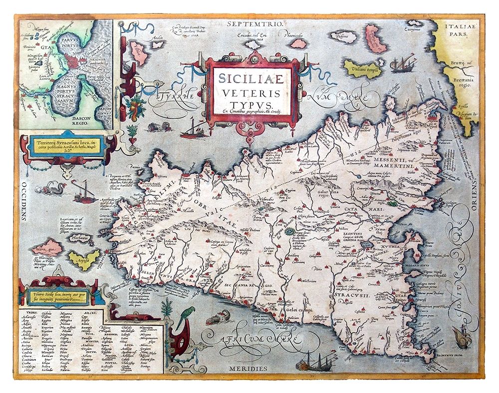 Ancient Sicily Italy - Ortelius 1570 art print by Ortelius for $57.95 CAD