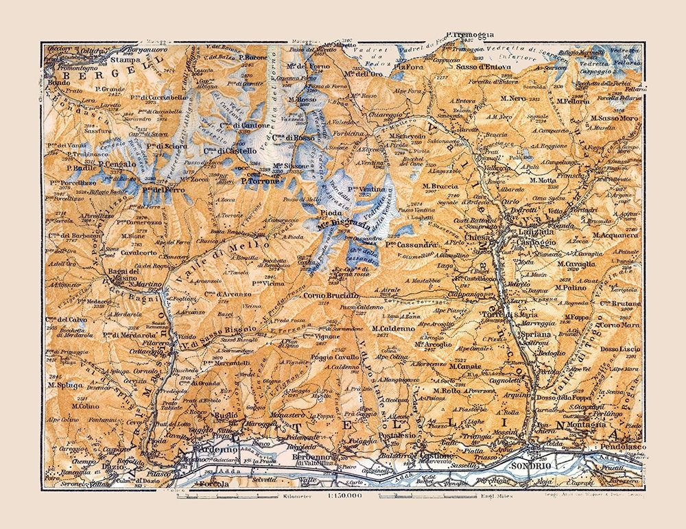 Valtellina North Italy Region - Baedeker 1921 art print by Baedeker for $57.95 CAD
