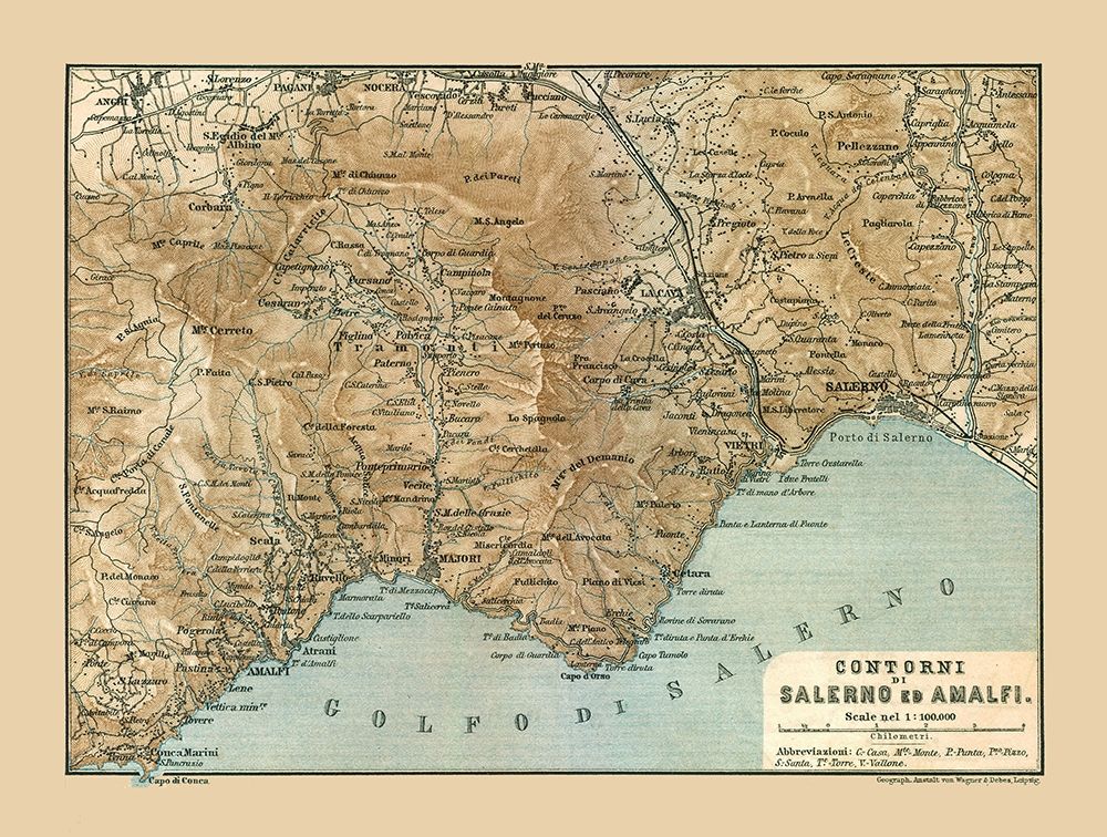 Salerno Amalfi Italy - Baedeker 1880 art print by Baedeker for $57.95 CAD