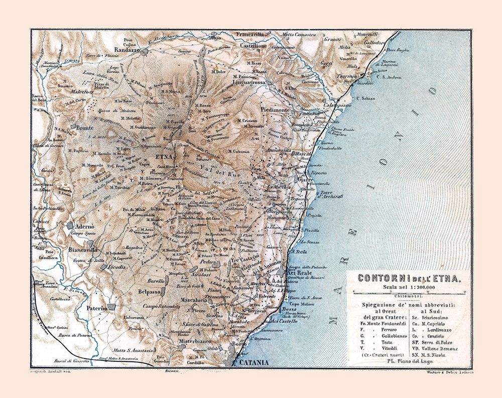 Mount Etna Italy - Baedeker 1880 art print by Baedeker for $57.95 CAD