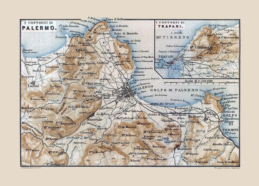 Palermo Trapani Italy - Baedeker 1880 art print by Baedeker for $57.95 CAD