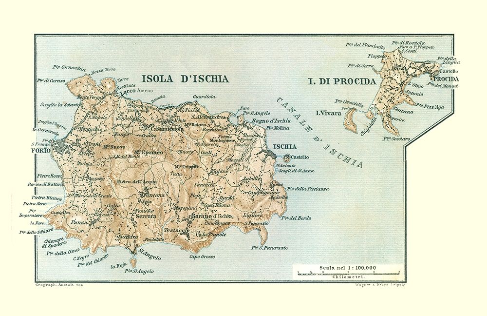 Isola dIschia Isola di Procida Italy Europe art print by Baedeker for $57.95 CAD