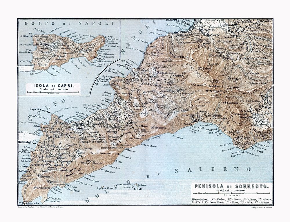 Sorrento Capri Italy - Baedeker 1880 art print by Baedeker for $57.95 CAD