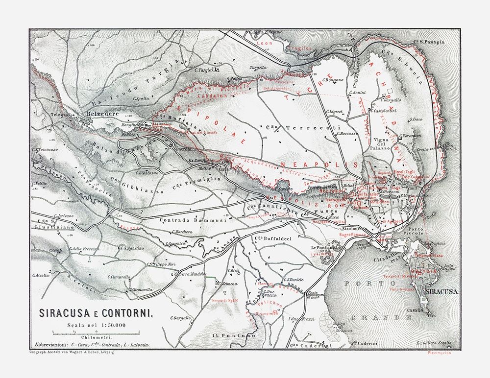 Province of Syracuse Italy - Baedeker 1880 art print by Baedeker for $57.95 CAD