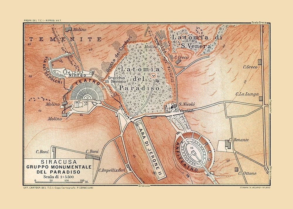 Syracuse Archiological Site Paradiso Italy art print by Baedeker for $57.95 CAD