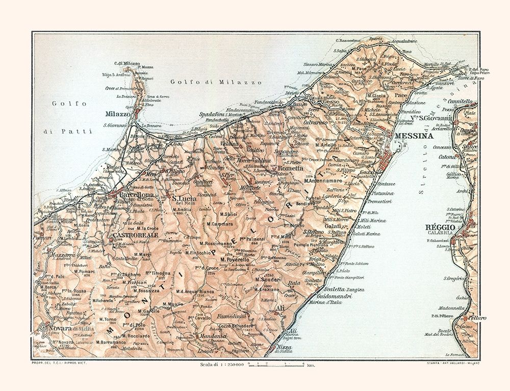 Monti Peloritani Sicily Italy - Baedeker 1880 art print by Baedeker for $57.95 CAD