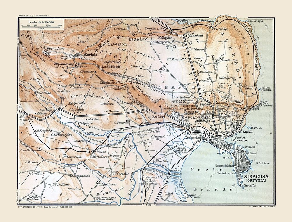 Porto Grande Region Sicily Italy - Baedeker 1880 art print by Baedeker for $57.95 CAD