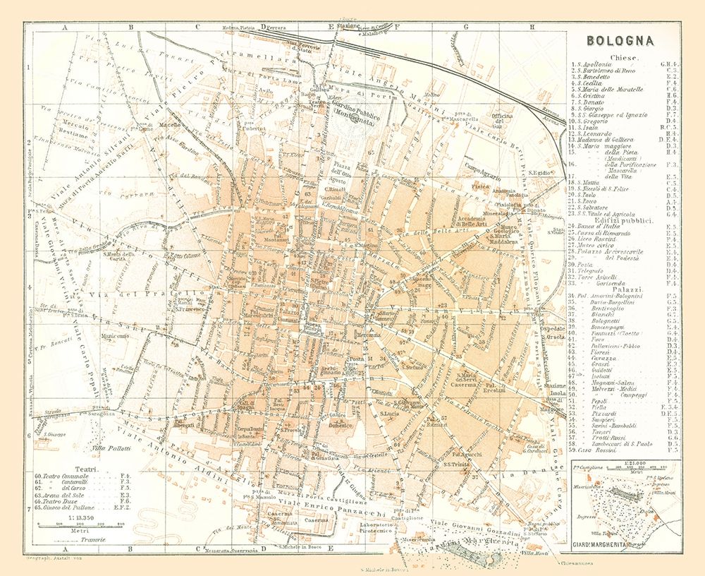 Bologna Italy - Bertarelli 1914 art print by Bertarelli for $57.95 CAD