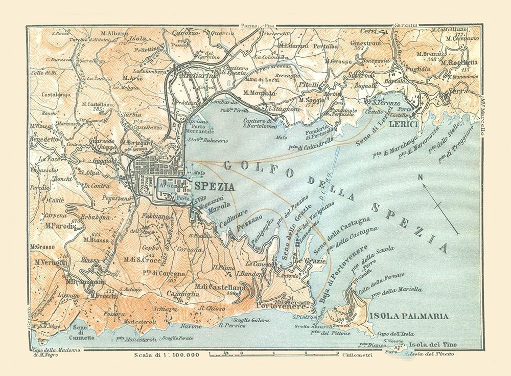 La Spezia Italy- Bertarelli 1914 art print by Bertarelli for $57.95 CAD