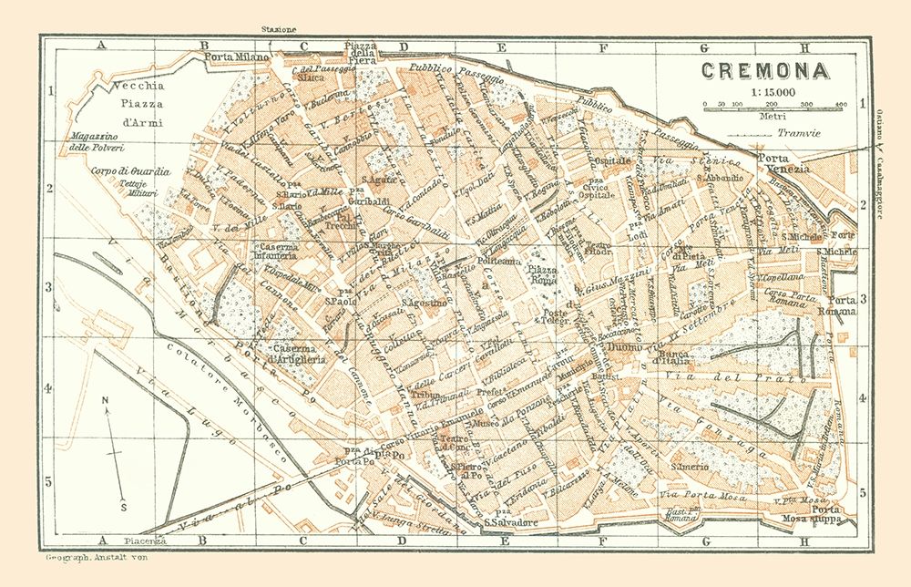 Cremona Italy - Bertarelli 1914 art print by Bertarelli for $57.95 CAD