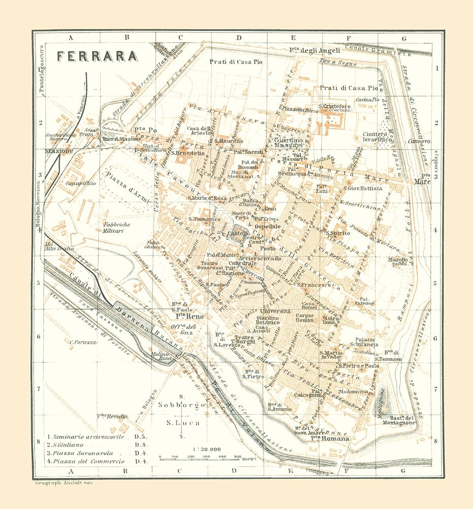 Ferrara Italy - Bertarelli 1914 art print by Bertarelli for $57.95 CAD