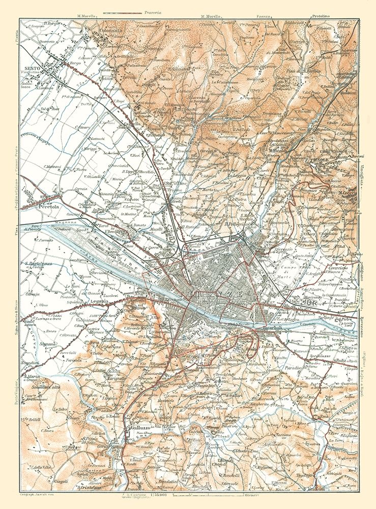 Florence Italy - Bertarelli 1914 art print by Bertarelli for $57.95 CAD