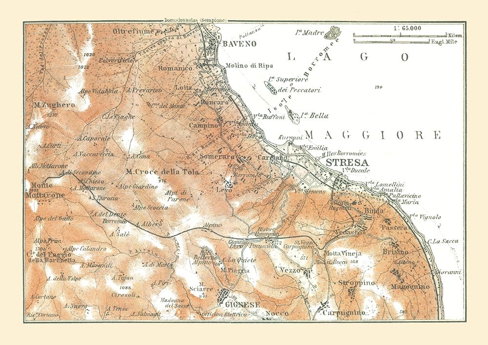 Lake Maggiore Northern Italy - Bertarelli 1914 art print by Bertarelli for $57.95 CAD