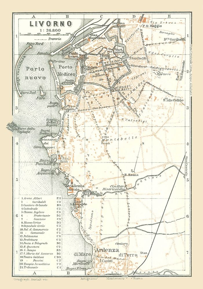 Livorno Italy - Bertarelli 1914 art print by Bertarelli for $57.95 CAD