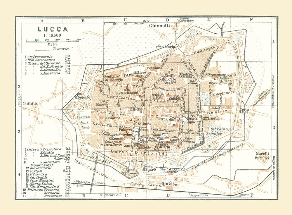 Lucca Italy - Bertarelli 1914 art print by Bertarelli for $57.95 CAD