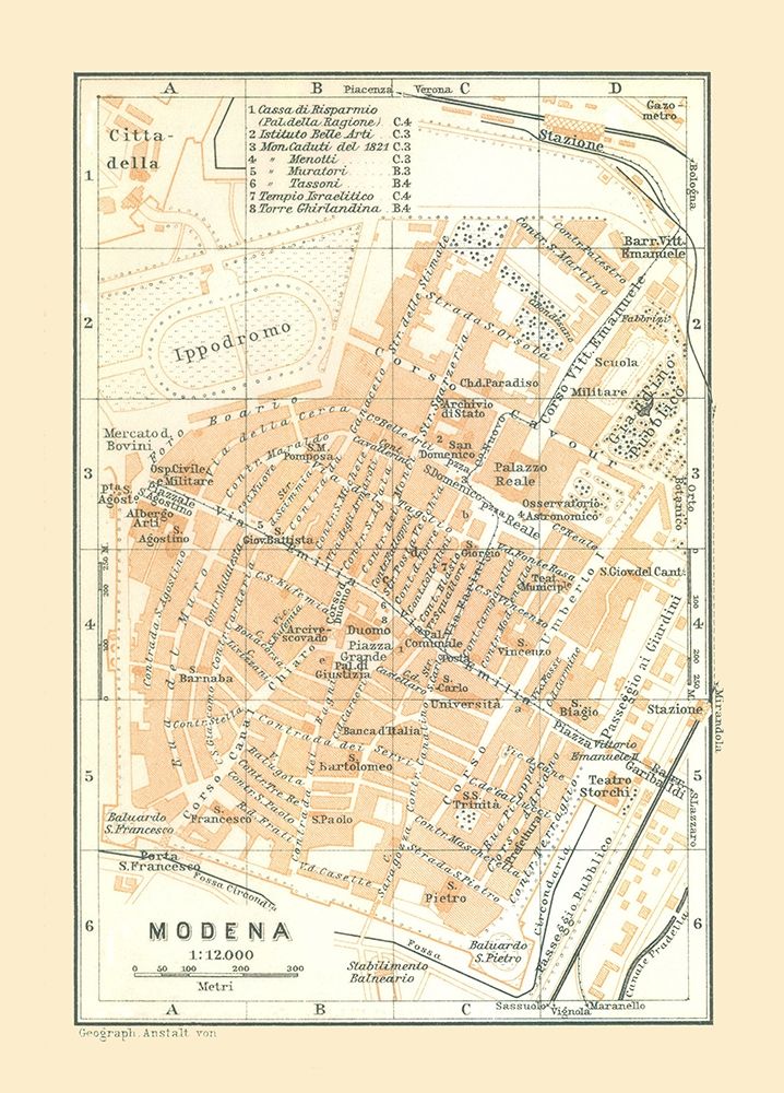 Modena Italy - Bertarelli 1914 art print by Bertarelli for $57.95 CAD