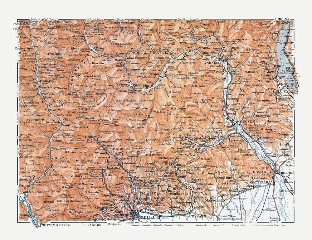 Northern Biella Region Italy - Bertarelli 1914 art print by Bertarelli for $57.95 CAD