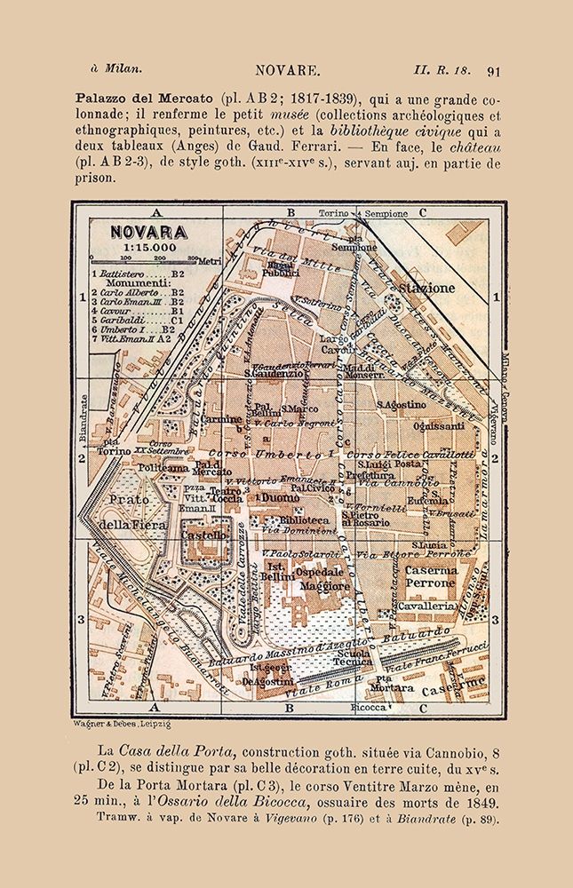Novara Italy - Bertarelli 1914 art print by Bertarelli for $57.95 CAD