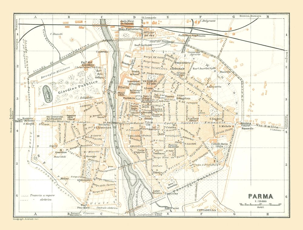Parma Italy - Bertarelli 1914 art print by Bertarelli for $57.95 CAD