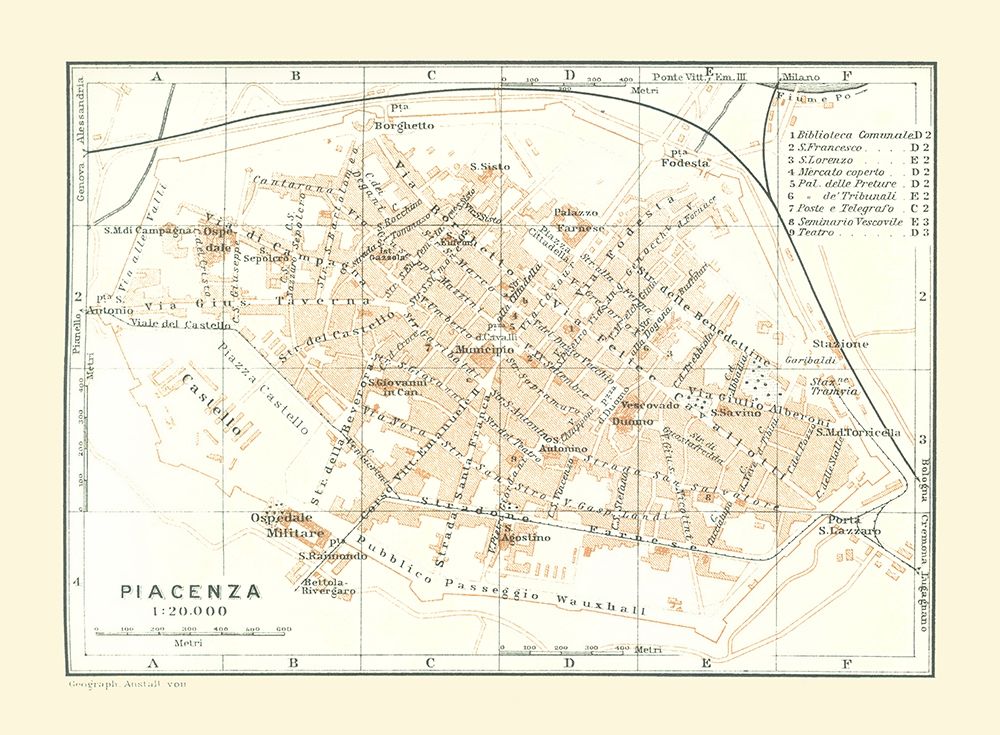 Piacenza Italy - Bertarelli 1914 art print by Bertarelli for $57.95 CAD