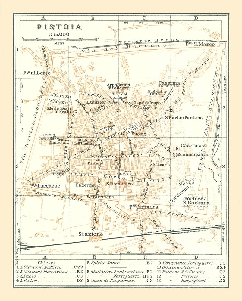 Pistoia Italy - Bertarelli 1914 art print by Bertarelli for $57.95 CAD