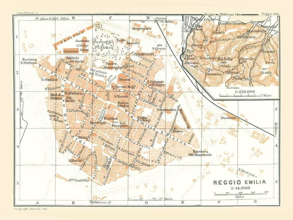 Reggio Emilia Italy - Bertarelli 1914 art print by Bertarelli for $57.95 CAD