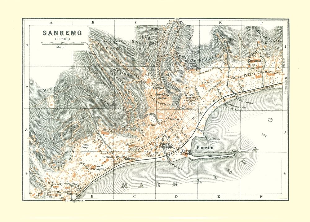 Sanremo Italy - Bertarelli 1914 art print by Bertarelli for $57.95 CAD