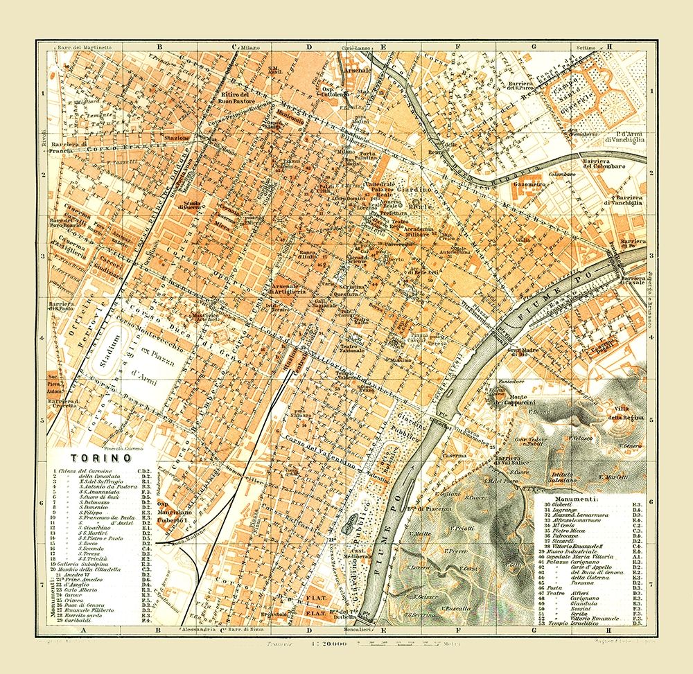 Turin Italy - Bertarelli 1914 art print by Bertarelli for $57.95 CAD