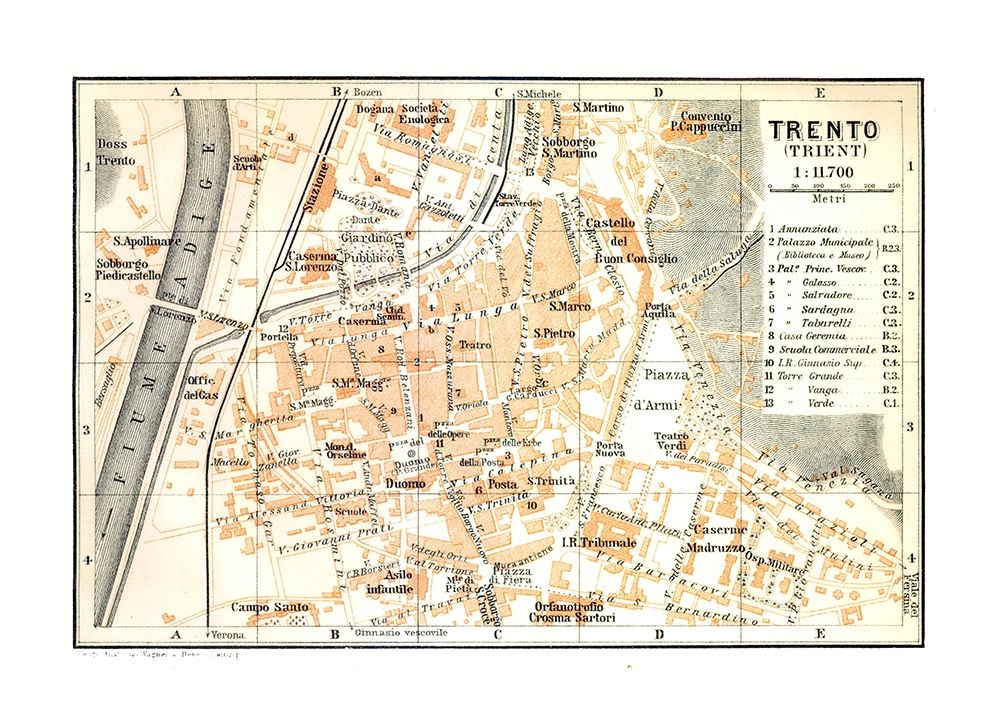 Trento Italy - Bertarelli 1914 art print by Bertarelli for $57.95 CAD
