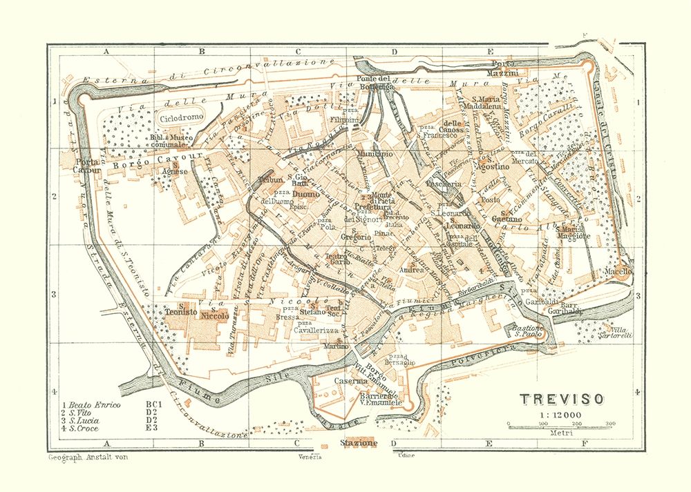 Treviso Italy - Bertarelli 1914 art print by Bertarelli for $57.95 CAD