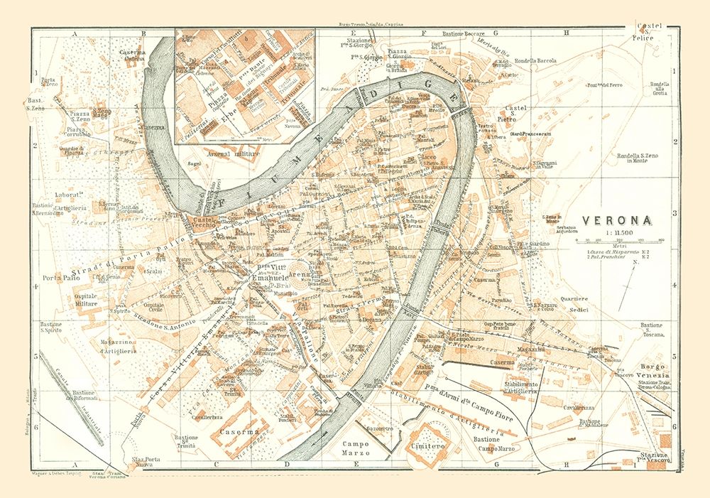 Verona Italy - Bertarelli 1914 art print by Bertarelli for $57.95 CAD