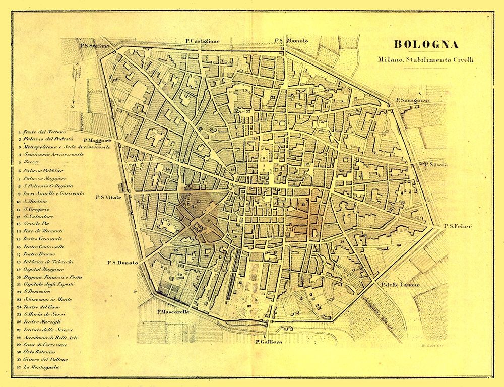 Bologna Italy - Muggiani 1865 art print by Muggiani for $57.95 CAD