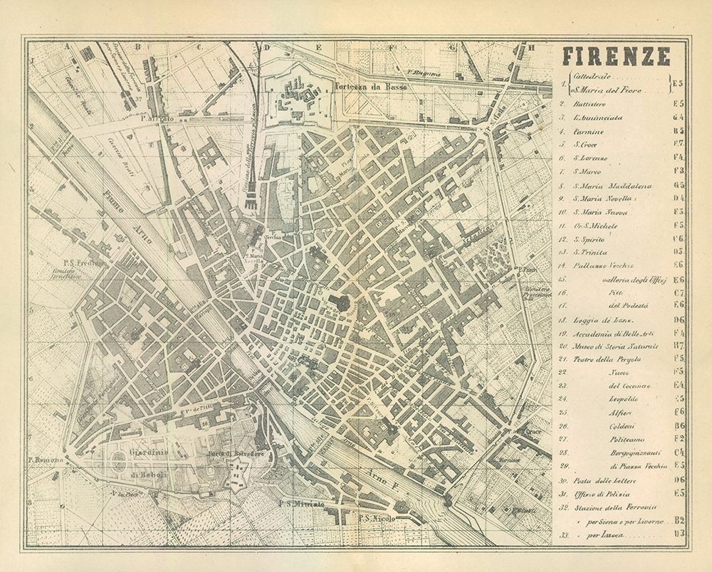 Firenze Italy - Castro 1870 art print by Castro for $57.95 CAD